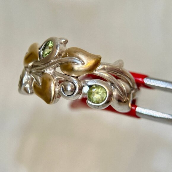 Barbara Bixby 925/18K Gold Leaf Peridot Ring - Picture 4 of 9